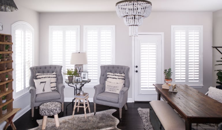 Plantation shutters in a Chicago living room